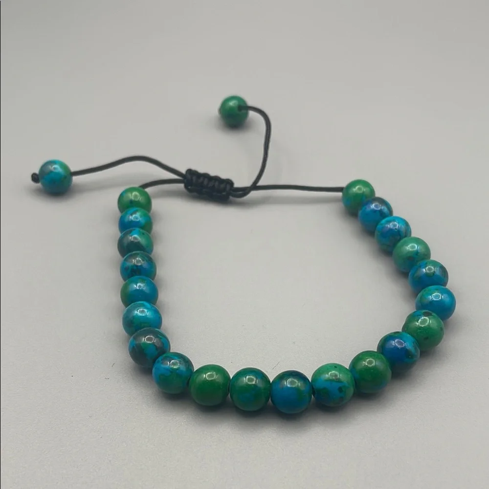 Blue and Green Ceramic Beaded Bracelet Unisex